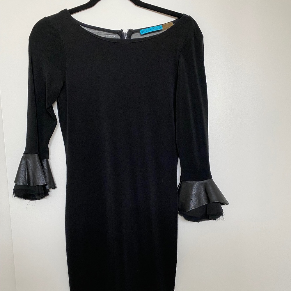 Black Alice + Olive dress w/leather cuffs and detail.